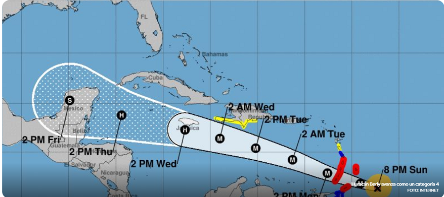 Huracán Beryl se acerca a las Antillas Menores Huracán Beryl se acerca a las Antillas Menores