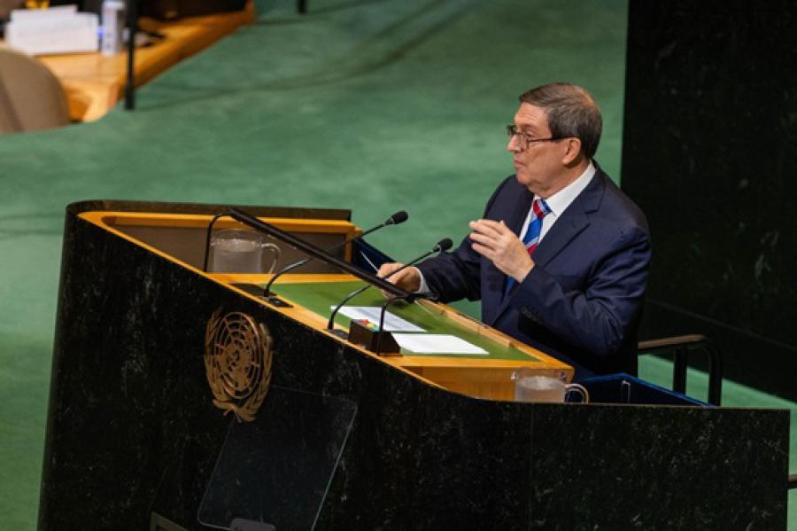 Bruno Rodríguez Parrilla en Debate de la Asamblea General de las Naciones Unidas bajo el punto 38, "Necesidad de poner fin al Bloqueo económico, comercial y financiero impuesto por los Estados Unidos